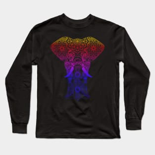 Colorful Mandala Elephant Dark Long Sleeve T-Shirt